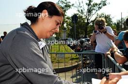 Monisha Kaltenborn (AUT) Sauber Managing Director signs autographs for the fans. 06.09.2012. Formula 1 World Championship, Rd 13, Italian Grand Prix, Monza, Italy, Preparation Day