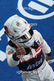 Kamui Kobayashi (JPN) Sauber celebrates his third position in parc ferme. 07.10.2012. Formula 1 World Championship, Rd 15, Japanese Grand Prix, Suzuka, Japan, Race Day.