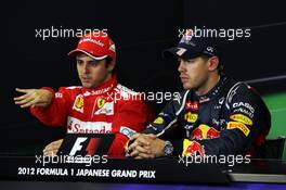 The FIA Press Conference (L to R): Felipe Massa (BRA) Ferrari, second; Sebastian Vettel (GER) Red Bull Racing, race winner. 07.10.2012. Formula 1 World Championship, Rd 15, Japanese Grand Prix, Suzuka, Japan, Race Day.