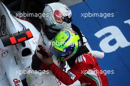 (L to R): Kamui Kobayashi (JPN) Sauber celebrates his third position in parc ferme with second placed Felipe Massa (BRA) Ferrari. 07.10.2012. Formula 1 World Championship, Rd 15, Japanese Grand Prix, Suzuka, Japan, Race Day.
