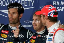 Mark Webber (AUS), Red Bull Racing, Sebastian Vettel (GER), Red Bull Racing and Jenson Button (GBR), McLaren Mercedes  06.10.2012. Formula 1 World Championship, Rd 15, Japanese Grand Prix, Suzuka, Japan, Qualifying Day