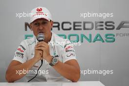 Michael Schumacher (GER) Mercedes AMG F1 announces his second retirement from F1 in a Press Conference. 04.10.2012. Formula 1 World Championship, Rd 15, Japanese Grand Prix, Suzuka, Japan, Preparation Day.