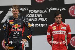 1st place Sebastian Vettel (GER) and 3rd place Fernando Alonso (ESP), Scuderia Ferrari  14.10.2012. Formula 1 World Championship, Rd 16, Korean Grand Prix, Yeongam, Korea, Race Day