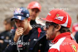 (L to R): Sebastian Vettel (GER) Red Bull Racing with Fernando Alonso (ESP) Ferrari. 14.10.2012. Formula 1 World Championship, Rd 16, Korean Grand Prix, Yeongam, South Korea, Race Day.