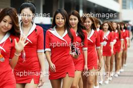 Grid girls. 14.10.2012. Formula 1 World Championship, Rd 16, Korean Grand Prix, Yeongam, South Korea, Race Day.