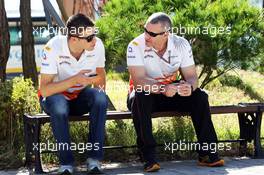 (L to R): Paul di Resta (GBR) Sahara Force India F1 with Gerry Convy (GBR) Personal Trainer of Paul di Resta (GBR) Sahara Force India F1. 11.10.2012. Formula 1 World Championship, Rd 16, Korean Grand Prix, Yeongam, South Korea, Preparation Day.