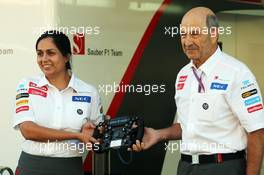 (L to R): Monisha Kaltenborn (AUT) takes over the role of Sauber Team Principal from Peter Sauber (SUI) who will remain with the team as the President of the Board of Directors. 11.10.2012. Formula 1 World Championship, Rd 16, Korean Grand Prix, Yeongam, South Korea, Preparation Day.