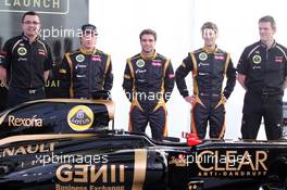 06.02.2012 Jerez, Spain,  Eric Boullier (FRA), Team Principal, Lotus Renault GP with Kimi Raikkonen, Lotus Renault F1 Team and Jerome d'Ambrosio (BEL),  Lotus Renault F1 Team - Lotus F1 Team E20 Launch