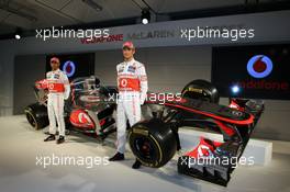 01.02.2012 Woking, England,  Lewis Hamilton (GBR), McLaren Mercedes and Jenson Button (GBR), McLaren Mercedes - Vodafone McLaren Mercedes MP4-27 launch, McLaren Technology Centre