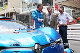 The Renault Alpine A110-50 Concept car is unveiled with Carlos Tavares, COO of Renault and Alain Prost (FRA) (Right). 25.05.2012. Formula 1 World Championship, Rd 6, Monaco Grand Prix, Monte Carlo, Monaco, Friday