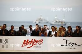 Heikki Kovalainen (FIN) Caterham with girlfriend Catherine Hyde (GBR); Bruno Senna (BRA) Williams; at the Amber Lounge Fashion Show. 25.05.2012. Formula 1 World Championship, Rd 6, Monaco Grand Prix, Monte Carlo, Monaco, Friday