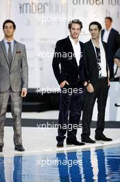 (L to R): Daniel Ricciardo (AUS) Scuderia Toro Rosso; Jean-Eric Vergne (FRA) Scuderia Toro Rosso; Bruno Senna (BRA) Williams; at the Amber Lounge Fashion Show. 25.05.2012. Formula 1 World Championship, Rd 6, Monaco Grand Prix, Monte Carlo, Monaco, Friday