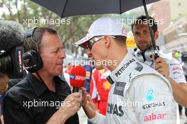 (L to R): Martin Brundle (GBR) Sky Sports Commentator interviews Michael Schumacher (GER) Mercedes AMG F1 on the grid. 27.05.2012. Formula 1 World Championship, Rd 6, Monaco Grand Prix, Monte Carlo, Monaco, Sunday