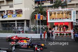 Nico Rosberg (GER), Mercedes AMG Petronas with Mark Webber (AUS), Red Bull Racing and Fernando Alonso (ESP), Scuderia Ferrari  27.05.2012. Formula 1 World Championship, Rd 6, Monaco Grand Prix, Monte Carlo, Monaco, Sunday