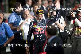 Race winner Mark Webber (AUS) Red Bull Racing celebrates on the podium. 27.05.2012. Formula 1 World Championship, Rd 6, Monaco Grand Prix, Monte Carlo, Monaco, Race Day