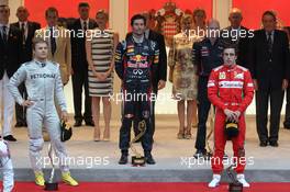 Nico Rosberg (GER), Mercedes AMG Petronas with Mark Webber (AUS), Red Bull Racing and Fernando Alonso (ESP), Scuderia Ferrari  27.05.2012. Formula 1 World Championship, Rd 6, Monaco Grand Prix, Monte Carlo, Monaco, Sunday
