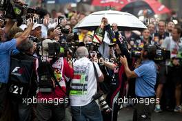 Race winner Mark Webber (AUS) Red Bull Racing celebrates on the podium. 27.05.2012. Formula 1 World Championship, Rd 6, Monaco Grand Prix, Monte Carlo, Monaco, Race Day