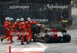 Romain Grosjean (FRA) Lotus F1 E20 crashed out at the start of the race 27.05.2012. Formula 1 World Championship, Rd 6, Monaco Grand Prix, Monte Carlo, Monaco, Sunday
