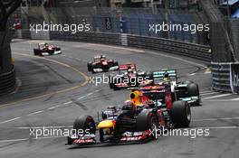Mark Webber (AUS) Red Bull Racing RB8 leads the race from Nico Rosberg (GER) Mercedes AMG F1 W03. 27.05.2012. Formula 1 World Championship, Rd 6, Monaco Grand Prix, Monte Carlo, Monaco, Race Day