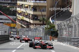 Lewis Hamilton (GBR) McLaren MP4/27 leads Fernando Alonso (ESP) Ferrari F2012. 27.05.2012. Formula 1 World Championship, Rd 6, Monaco Grand Prix, Monte Carlo, Monaco, Race Day
