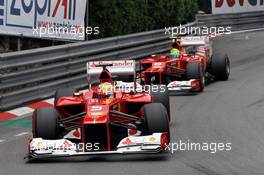 Fernando Alonso (ESP) Ferrari F2012 leads Felipe Massa (BRA) Ferrari F2012. 27.05.2012. Formula 1 World Championship, Rd 6, Monaco Grand Prix, Monte Carlo, Monaco, Race Day