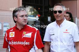 (L to R): Pat Fry (GBR) Ferrari Deputy Technical Director and Head of Race Engineering with Martin Whitmarsh (GBR) McLaren Chief Executive Officer. 26.05.2012. Formula 1 World Championship, Rd 6, Monaco Grand Prix, Monte Carlo, Monaco, Qualifying Day