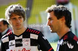(L to R): Charles Pic (FRA) Marussia F1 Team and Timo Glock (GER) Marussia F1 Team at the charity football match. 22.05.2012. Formula 1 World Championship, Rd 6, Monaco Grand Prix, Monte Carlo, Monaco, Tuesday Soccer