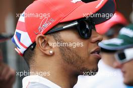 Lewis Hamilton (GBR) McLaren on the drivers parade. 27.05.2012. Formula 1 World Championship, Rd 6, Monaco Grand Prix, Monte Carlo, Monaco, Race Day
