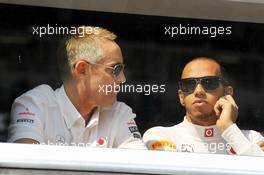 (L to R): Martin Whitmarsh (GBR) McLaren Chief Executive Officer with Lewis Hamilton (GBR) McLaren. 24.05.2012. Formula 1 World Championship, Rd 6, Monaco Grand Prix, Monte Carlo, Monaco, Practice Day