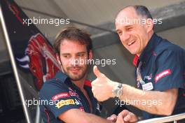 (L to R): Jean-Eric Vergne (FRA) Scuderia Toro Rosso with Franz Tost (AUT) Scuderia Toro Rosso Team Principal. 24.05.2012. Formula 1 World Championship, Rd 6, Monaco Grand Prix, Monte Carlo, Monaco, Practice Day