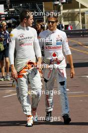 (L to R): Paul di Resta (GBR) Sahara Force India F1 with Jenson Button (GBR) McLaren. 24.05.2012. Formula 1 World Championship, Rd 6, Monaco Grand Prix, Monte Carlo, Monaco, Practice Day