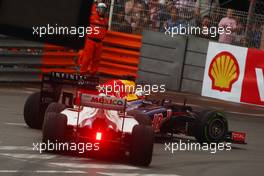 Sebastian Vettel (GER) Red Bull Racing RB8 and Sergio Perez (MEX) Sauber C31. 24.05.2012. Formula 1 World Championship, Rd 6, Monaco Grand Prix, Monte Carlo, Monaco, Practice Day