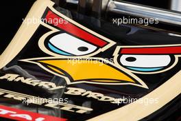 Angry Birds branding on the Lotus F1 E20. 23.05.2012. Formula 1 World Championship, Rd 6, Monaco Grand Prix, Monte Carlo, Monaco, Preparation Day