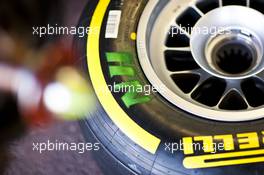 Pirelli tyre for Nico Hulkenberg (GER) Sahara Force India F1. 23.05.2012. Formula 1 World Championship, Rd 6, Monaco Grand Prix, Monte Carlo, Monaco, Preparation Day