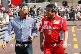 (L to R): Hiroshi Yasukawa (JPN) Bridgestone Director of Motorsport with Hirohide Hamashima (JPN) Ferrari Tyre Engineer. 23.05.2012. Formula 1 World Championship, Rd 6, Monaco Grand Prix, Monte Carlo, Monaco, Preparation Day