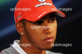 Lewis Hamilton (GBR) McLaren in the FIA Press Conference. 23.05.2012. Formula 1 World Championship, Rd 6, Monaco Grand Prix, Monte Carlo, Monaco, Preparation Day