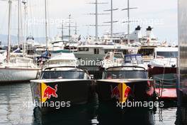 Red Bull boats in the harbour. 23.05.2012. Formula 1 World Championship, Rd 6, Monaco Grand Prix, Monte Carlo, Monaco, Preparation Day