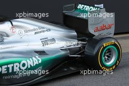 21.02.2012 Barcelona, Spain,  Engine cover and rear wing  - Mercedes F1 W03 Launch