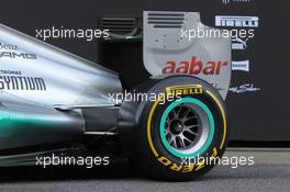 21.02.2012 Barcelona, Spain,  rear wing and engine cover - Mercedes F1 W03 Launch