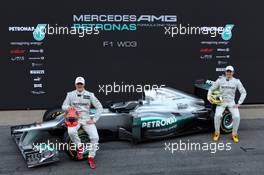 21.02.2012 Barcelona, Spain,  Michael Schumacher (GER), Mercedes GP and Nico Rosberg (GER), Mercedes GP - Mercedes F1 W03 Launch