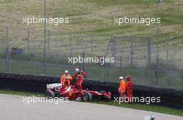 Fernando Alonso (ESP), Scuderia Ferrari crashes in the updated Ferrari  03.05.2012. Formula 1 World Championship, Testing, Mugello, Italy