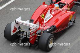 Fernando Alonso (ESP), Scuderia Ferrari with new exhaust system  03.05.2012. Formula 1 World Championship, Testing, Mugello, Italy