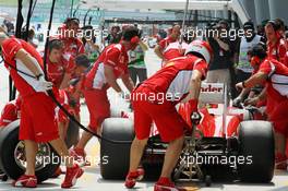 Fernando Alonso (ESP) Ferrari F2012 makes a pit stop. 23.03.2012. Formula 1 World Championship, Rd 2, Malaysian Grand Prix, Sepang, Malaysia, Friday Practice