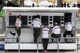 Sauber F1 Team pit gantry. 23.03.2012. Formula 1 World Championship, Rd 2, Malaysian Grand Prix, Sepang, Malaysia, Friday Practice