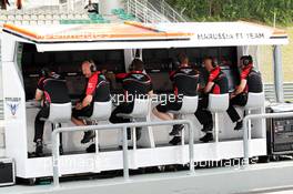 Marussia F1 Team pit gantry. 23.03.2012. Formula 1 World Championship, Rd 2, Malaysian Grand Prix, Sepang, Malaysia, Friday Practice