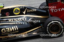 Lotus E20 exhaust detail. 23.03.2012. Formula 1 World Championship, Rd 2, Malaysian Grand Prix, Sepang, Malaysia, Friday Practice