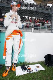 Nico Hulkenberg (GER) Sahara Force India F1 on the grid. 25.03.2012. Formula 1 World Championship, Rd 2, Malaysian Grand Prix, Sepang, Malaysia, Sunday Pre-Race Grid