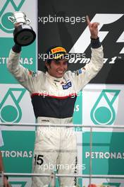 Sergio Perez (MEX), Sauber F1 Team  25.03.2012. Formula 1 World Championship, Rd 2, Malaysian Grand Prix, Sepang, Malaysia, Sunday Podium