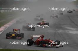 Fernando Alonso (ESP), Scuderia Ferrari leads Sebastian Vettel (GER), Red Bull Racing  25.03.2012. Formula 1 World Championship, Rd 2, Malaysian Grand Prix, Sepang, Malaysia, Sunday Race