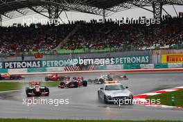Lewis Hamilton (GBR) McLaren MP4/27 leads behind the Safety Car. 25.03.2012. Formula 1 World Championship, Rd 2, Malaysian Grand Prix, Sepang, Malaysia, Sunday Race